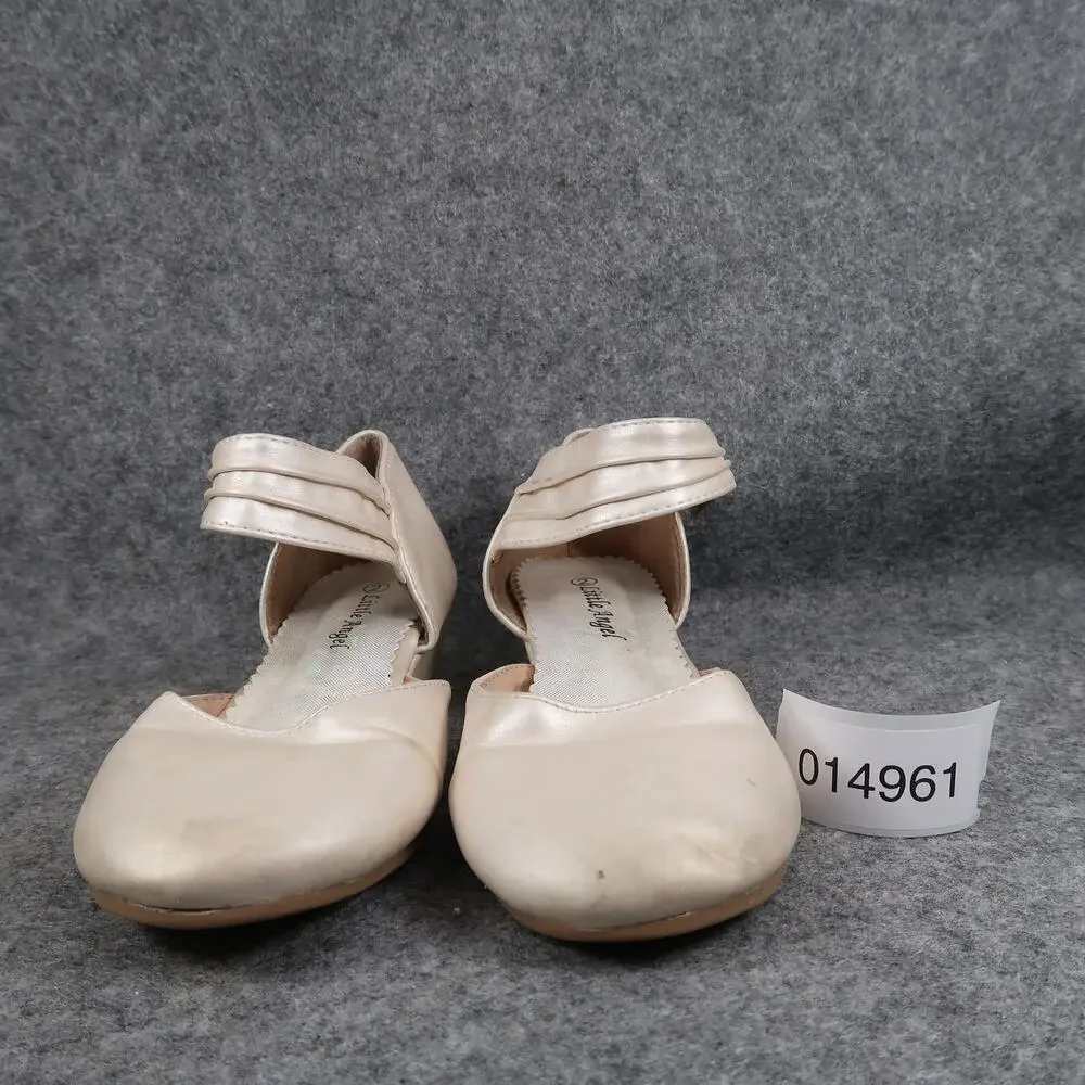 Little Angel Shoes Kids Girls 2 Dress Formal Low Wedge Heels Round Toe Buckle